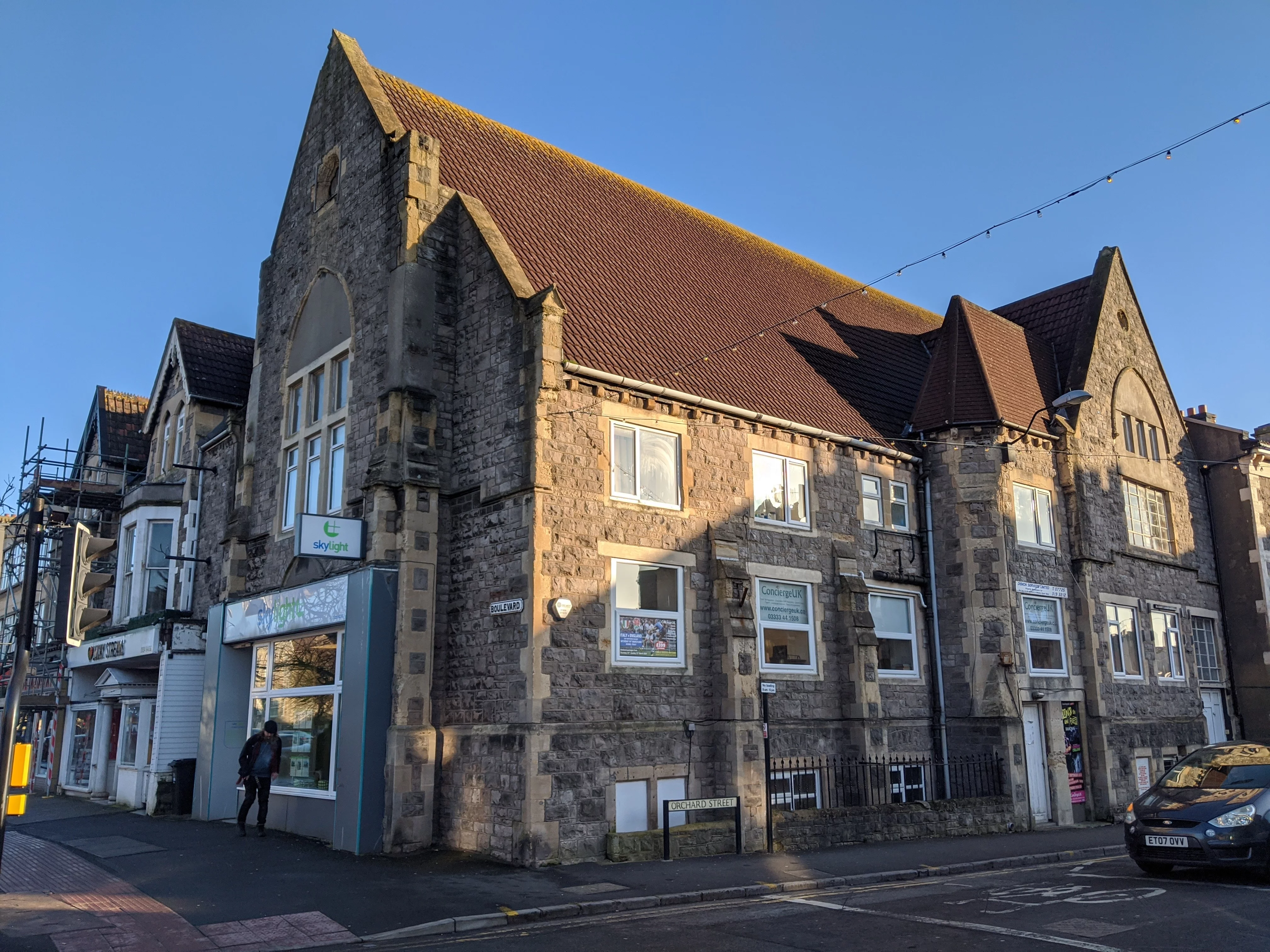 A photo of the former chapel building on the corner of Orchard Street and The Boulevard in Weston-super-Mare.